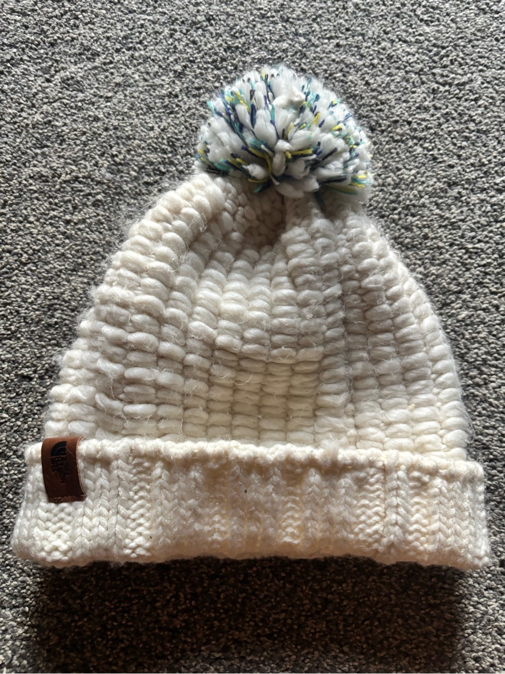 The North Face women Cream Pom Beanie